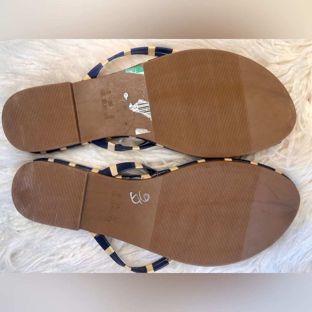 Helen Jon Blue and Tan Striped Sandals - Picture 2 of 4